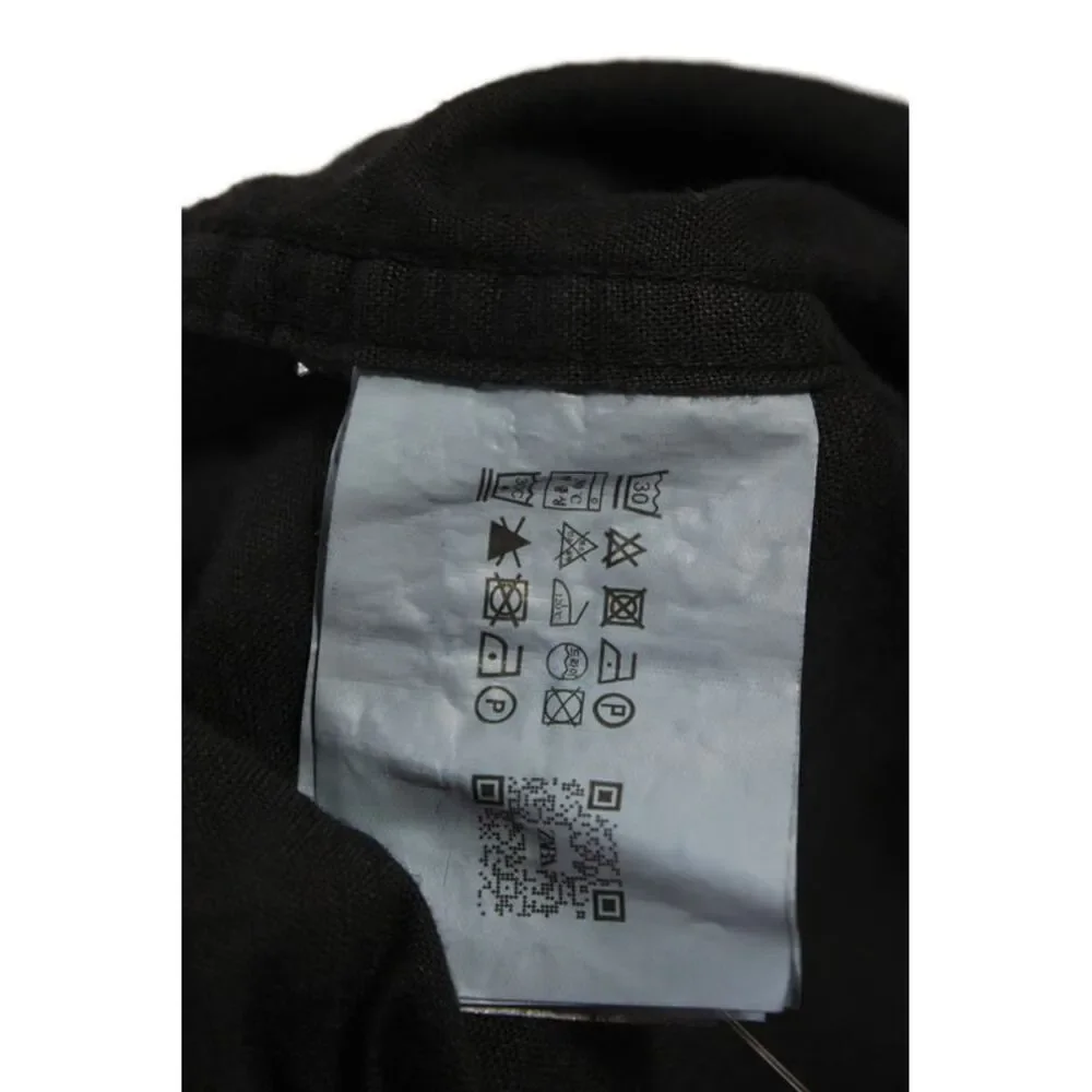 Zara Mens Linen Long Sleeves Button Down Shirt Black Size Large